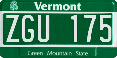 VT license plate ZGU175