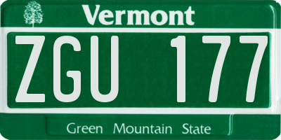 VT license plate ZGU177