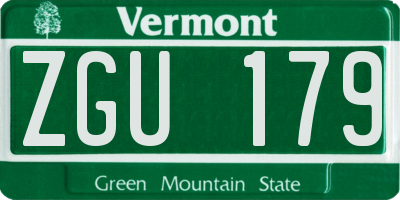 VT license plate ZGU179