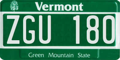 VT license plate ZGU180