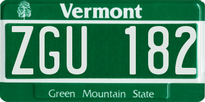 VT license plate ZGU182