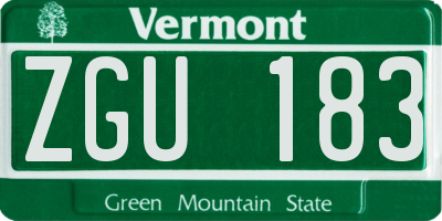 VT license plate ZGU183