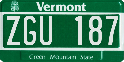VT license plate ZGU187