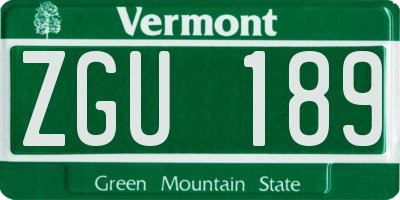 VT license plate ZGU189
