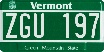 VT license plate ZGU197