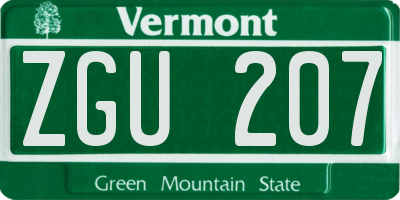 VT license plate ZGU207