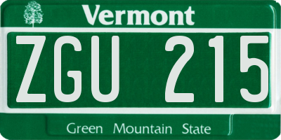 VT license plate ZGU215