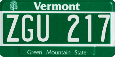 VT license plate ZGU217