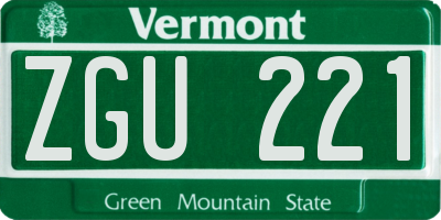 VT license plate ZGU221