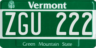 VT license plate ZGU222