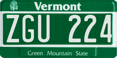 VT license plate ZGU224