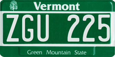 VT license plate ZGU225