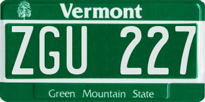 VT license plate ZGU227