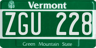 VT license plate ZGU228