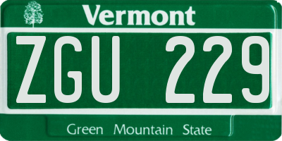 VT license plate ZGU229