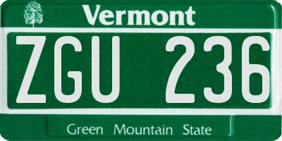 VT license plate ZGU236