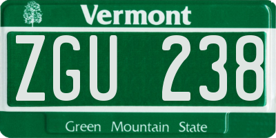 VT license plate ZGU238