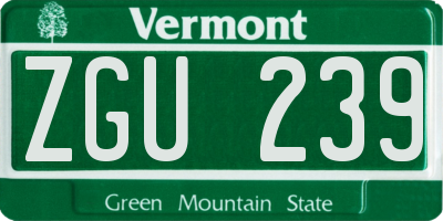 VT license plate ZGU239