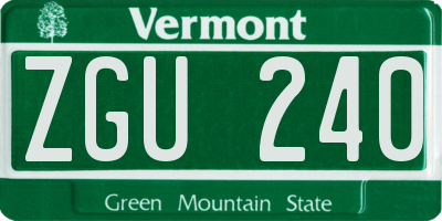 VT license plate ZGU240