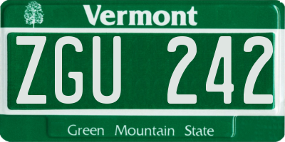 VT license plate ZGU242