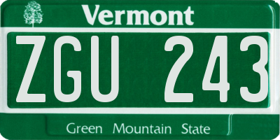 VT license plate ZGU243