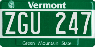 VT license plate ZGU247