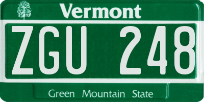 VT license plate ZGU248