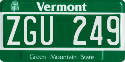VT license plate ZGU249