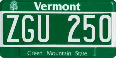 VT license plate ZGU250