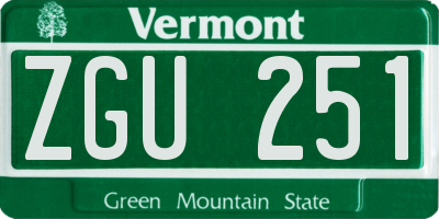 VT license plate ZGU251
