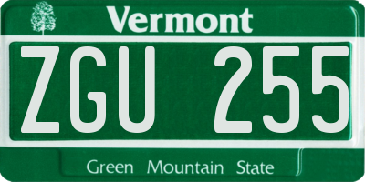 VT license plate ZGU255