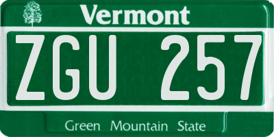 VT license plate ZGU257