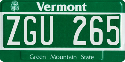 VT license plate ZGU265