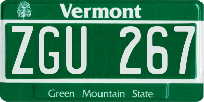 VT license plate ZGU267
