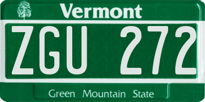VT license plate ZGU272