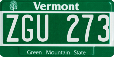 VT license plate ZGU273