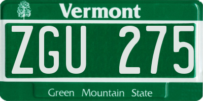 VT license plate ZGU275