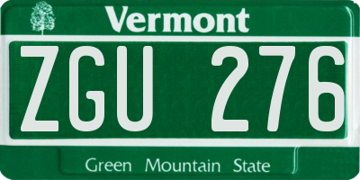 VT license plate ZGU276