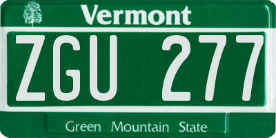 VT license plate ZGU277