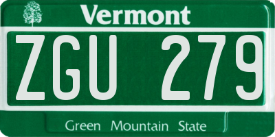 VT license plate ZGU279