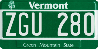 VT license plate ZGU280
