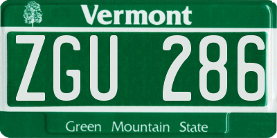 VT license plate ZGU286