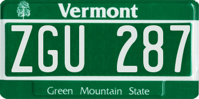 VT license plate ZGU287
