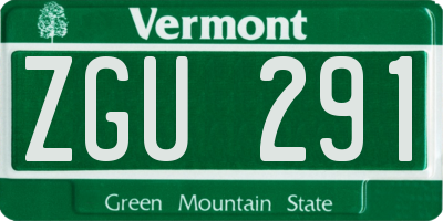 VT license plate ZGU291