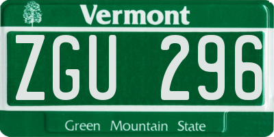 VT license plate ZGU296