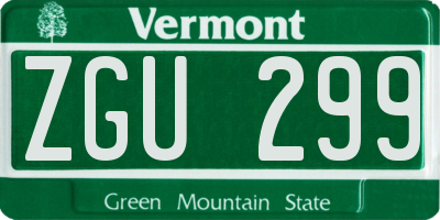 VT license plate ZGU299