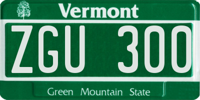 VT license plate ZGU300
