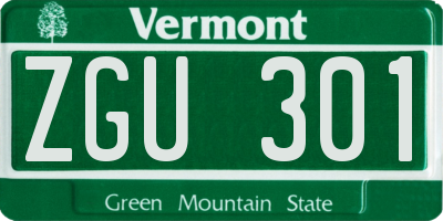 VT license plate ZGU301