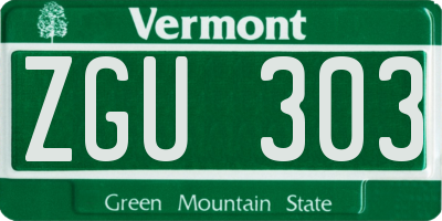 VT license plate ZGU303