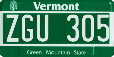 VT license plate ZGU305